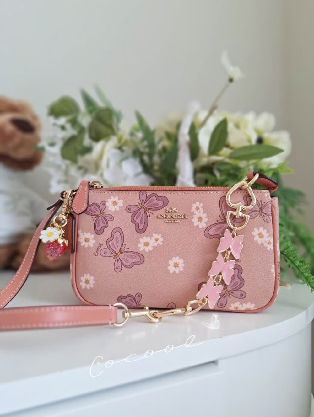 NWT 🦋🦋 Coach Nolita 19 With Lovely Butterfly Print CH605 free Chain